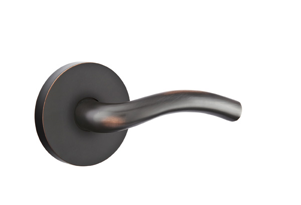 Aireon Lever with Disk Rosette shown in Oil Rubbed Bronze