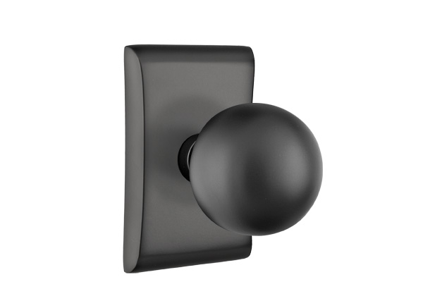 Orb Knob with Neos Rosette shown in Flat Black